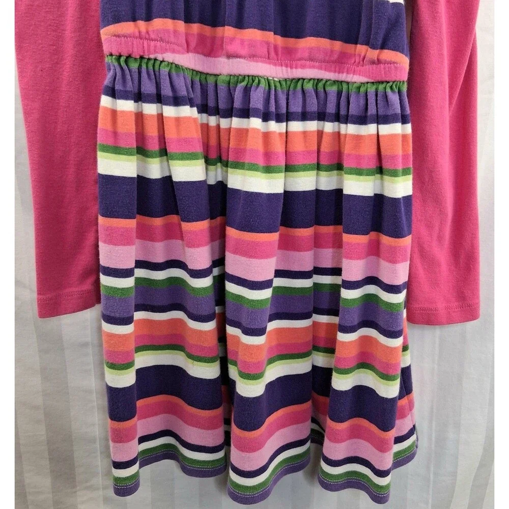 Gymboree Falling For Feathers Striped Dress Size 7 Colorful 3D Flowers